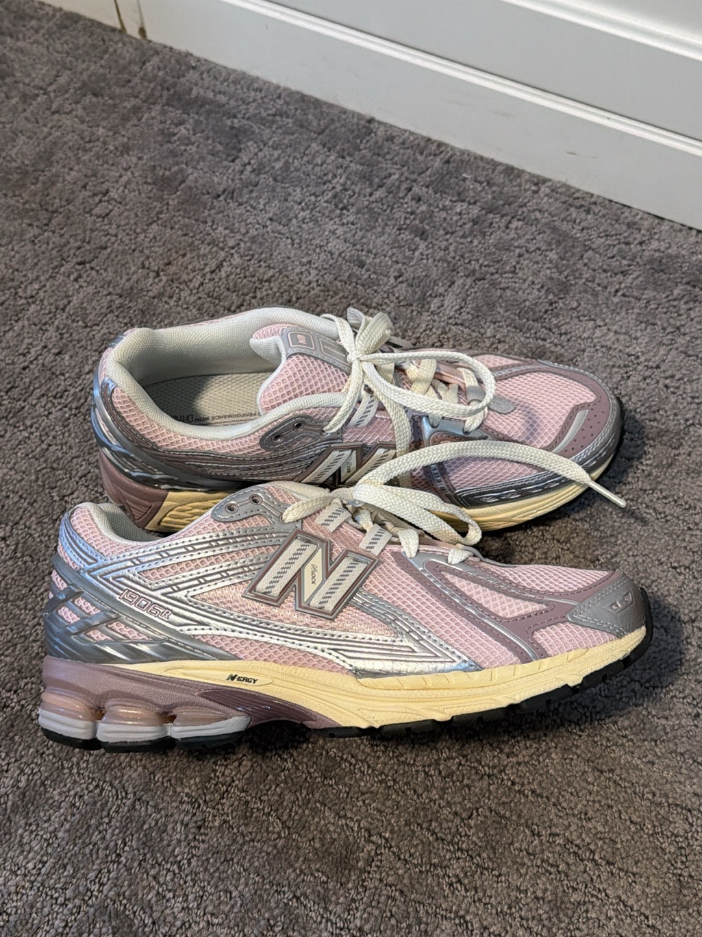 New Balance Women's Pink And Silver Mesh Athletic Sneakers